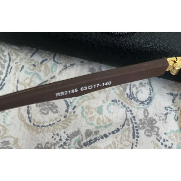 RAY-BAN Men’s RB 2185 63 17-140 GOLD FRAMES SUNGLASSES NEW With Case - Picture 3 of 5